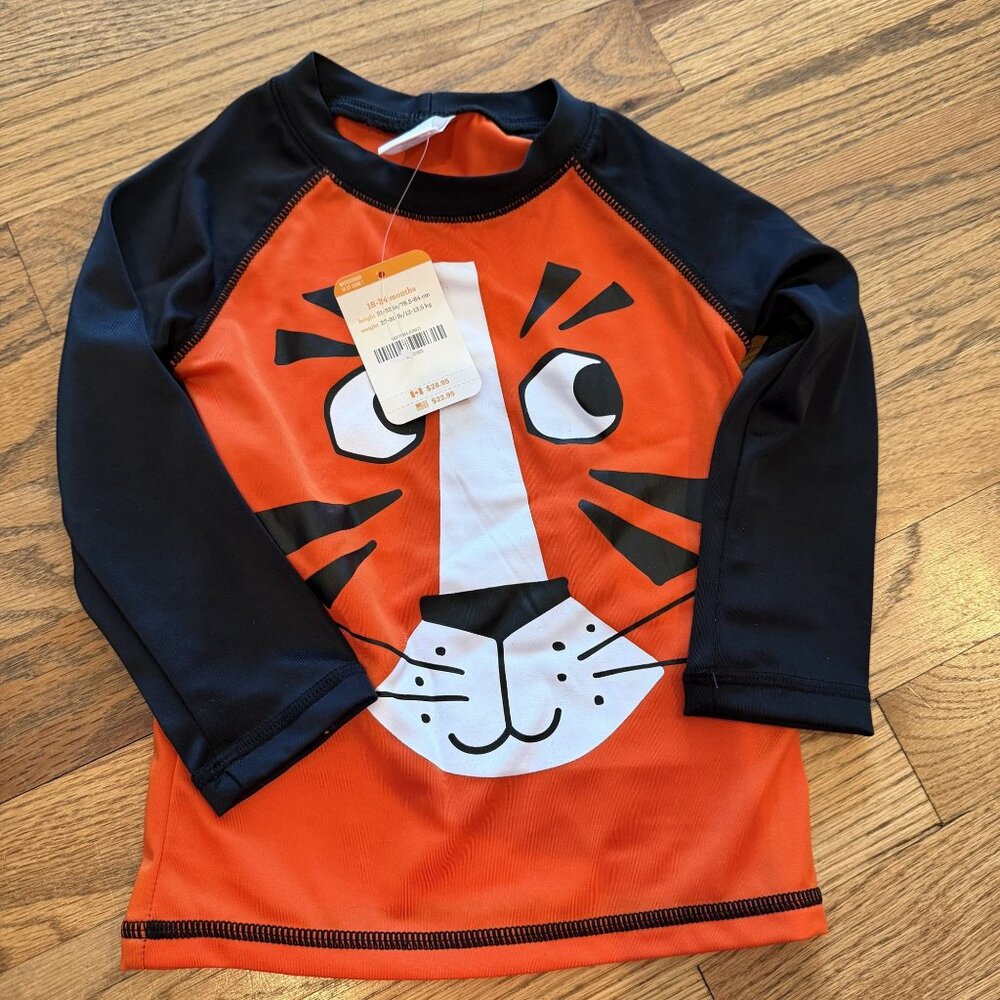 GYMBOREE 18-24 MONTHS TIGER SWIM SHIRT LONG SLEEVE RASH GUARD
